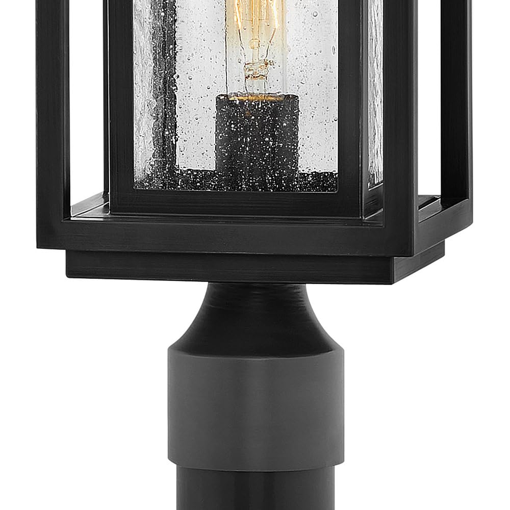 Hinkley Republic Medium Post Top or Pier Mount Lantern - LED Outdoor Light Fixture with Clear Seedy Glass Panes, Composite Material & Anti-Fading Black Finish - Perfect for Porch, Garden, Patio & Entryway Lighting