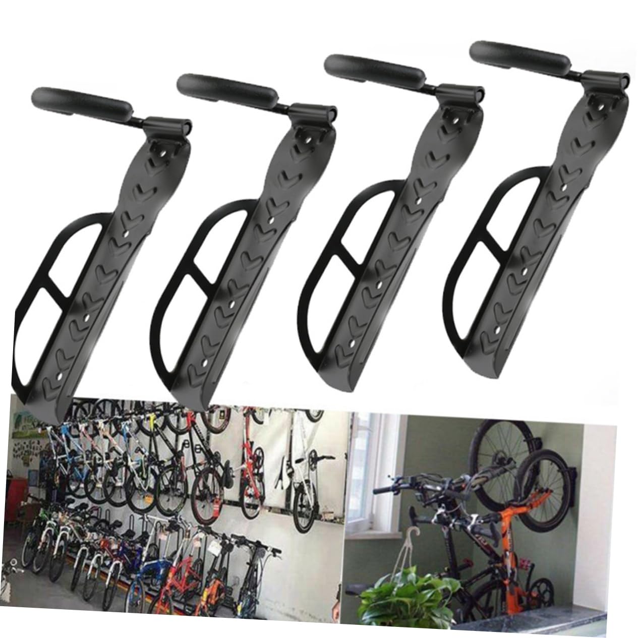 WHAMVOX 3-Pack Black Bike Wall Hooks - Heavy Duty Steel Bike Storage Rack with Scratch-Resistant Coating for Garage, Basement & Apartment Organization | Space-Saving Bicycle Mount for Indoor Cycling Equipment Storage
