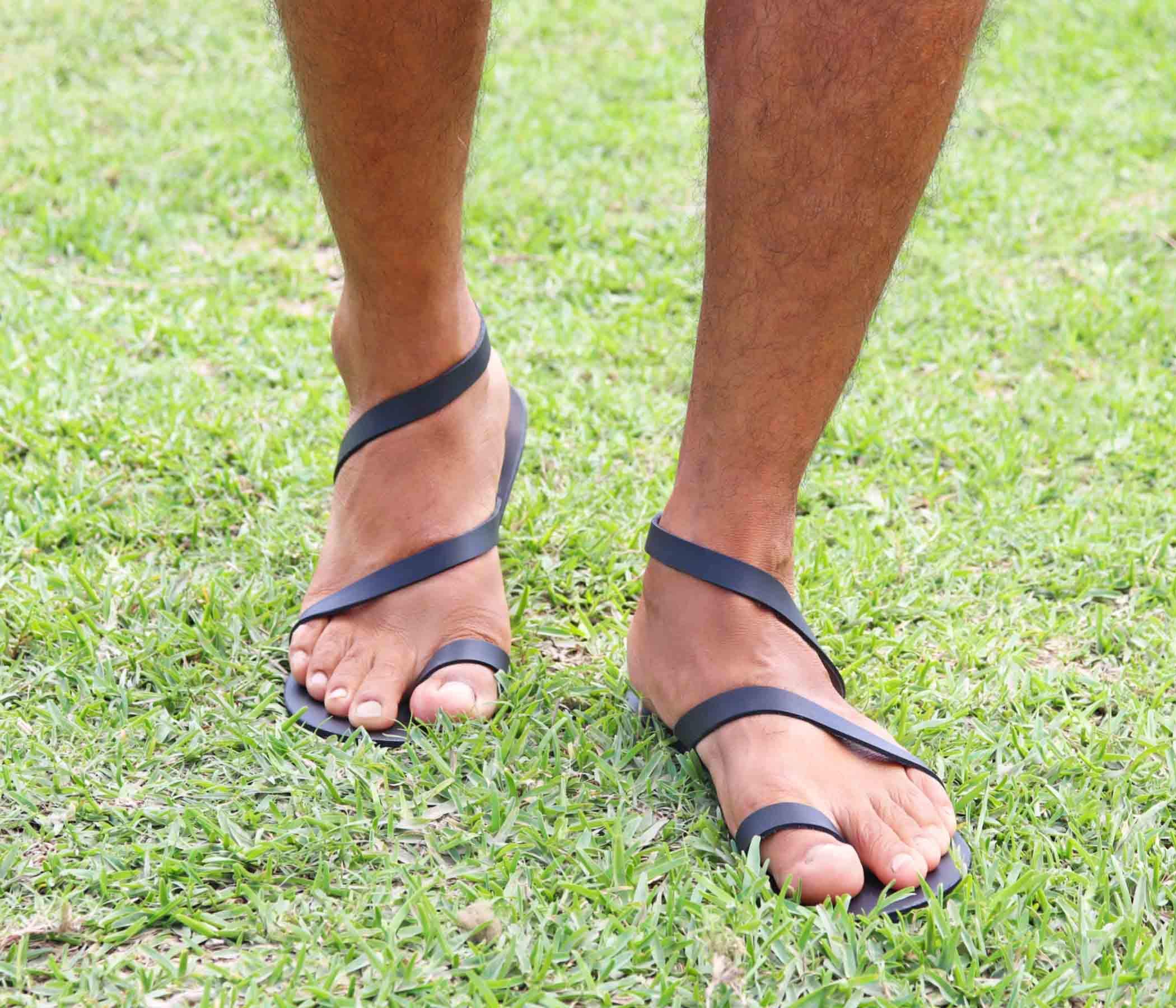 Minimalist Leather Barefoot Sandals for Men - Comfortable Greek Style Gay Sandals - Perfect for Beach, Vacation & Summer Walking - BALI