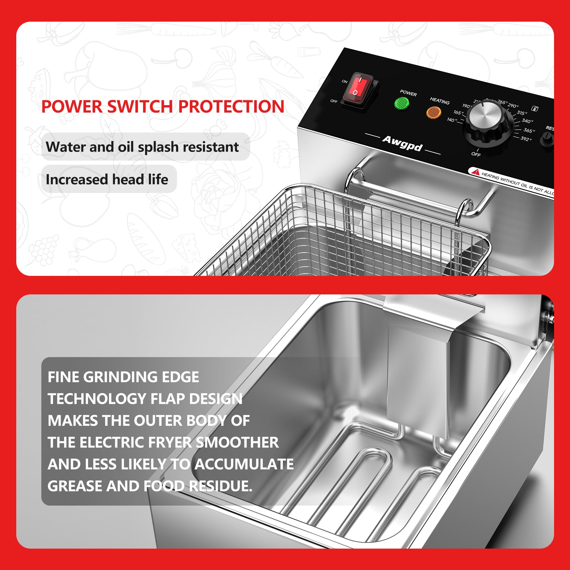 Commercial Electric Deep Fryer 10L (10.5QT) Stainless Steel Single Tank with Basket - 1700W Countertop Deep Fryer for Restaurant & Home Use - Perfect for Frying Chicken, Fish, Fries & Donuts