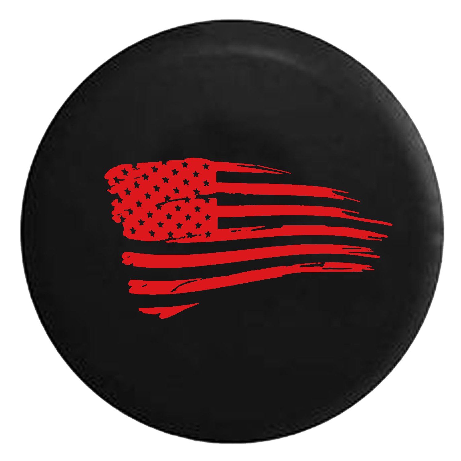 35 Inch Waving American Flag Military Spare Tire Cover for SUV, Camper & RV - Red Ink Design | Durable Outdoor Accessory for Camping, Road Trips & Patriotic Displays
