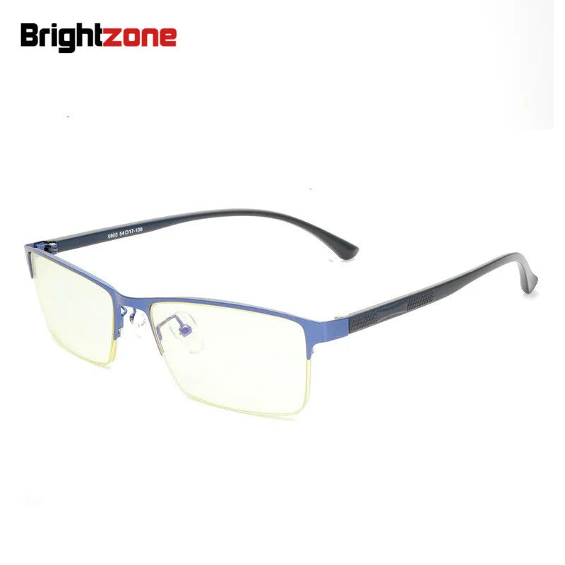 Brightzone Unisex Semi-Rim Square Alloy Eyeglasses Frame 48803 - Lightweight & Durable for Work, Reading & Fashion