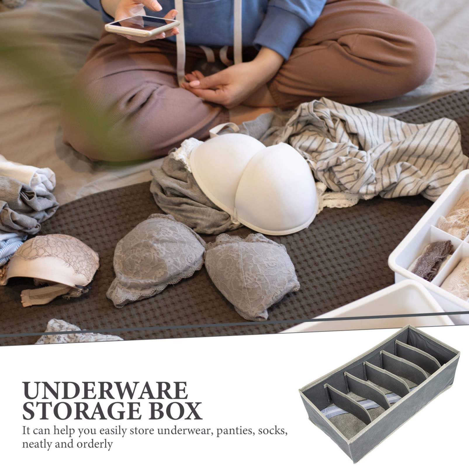 Cabilock 3-Piece Bra Storage Box Set - Underwear Organizer with Bead Holder for Drawer, Dresser & Travel - Perfect for Lingerie, Panties & Socks Organization at Home or On The Go