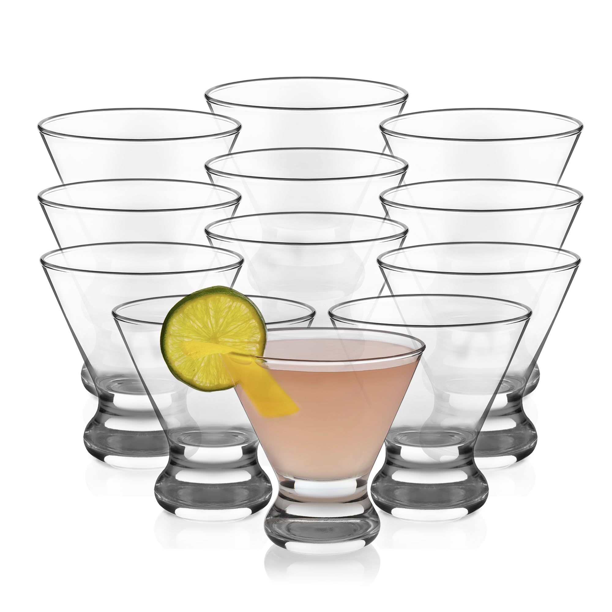 Libbey Cosmopolitan Stemless Martini Glasses Set - 12-Pack Dishwasher Safe Barware for Cocktails, Margaritas & Wine - Lightweight Shatter-Resistant Glassware for Wedding Parties, Home Bars & Restaurants