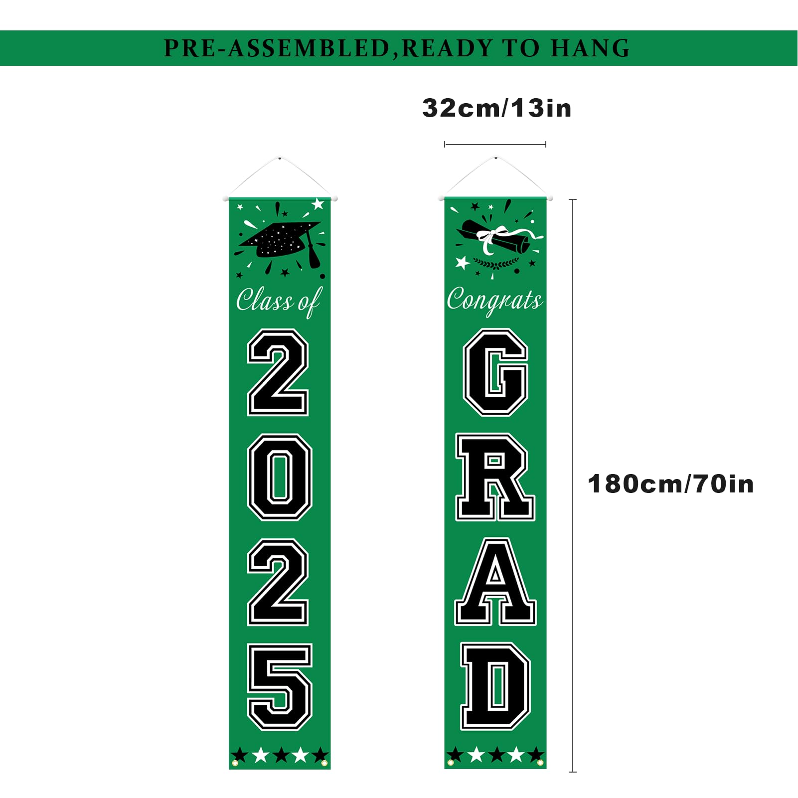Class of 2025 Graduation Banner - Green Graduation Party Decorations for High School & College - Perfect for Graduation Ceremony, Photo Backdrop & Party Supplies