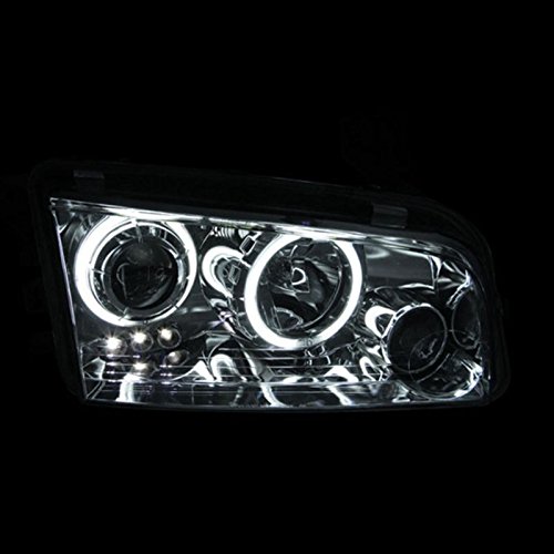 Black CCFL Halo Ring Projector Headlights Assembly Set - Pair for Dodge Charger (Left Driver & Right Passenger Side) | Direct Replacement Headlamps for Enhanced Night Visibility & Aggressive Style