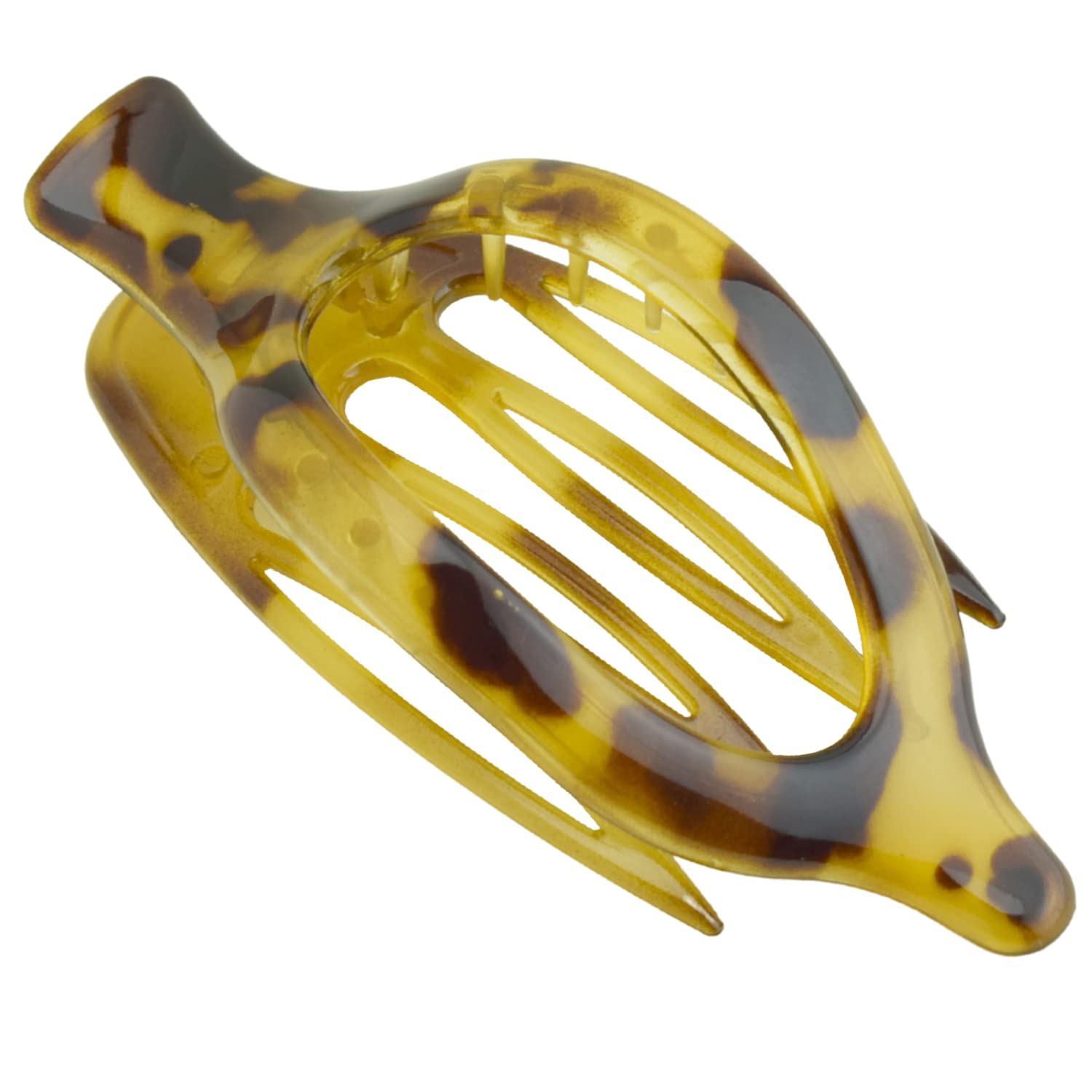 Parcelona France Wide Beak Celluloid Hair Claw Clip - Light Tortoise Shell Design for Women's Hairstyles | Perfect for Updos, Ponytails & Everyday Hair Accessories