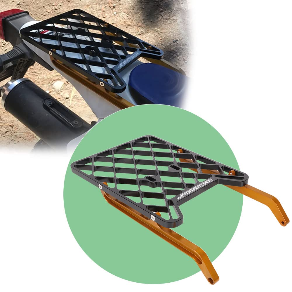 JFG RAICNG DRZ400 Luggage Rack - Heavy Duty CNC Motorcycle Top Rack for Suzuki DRZ400/DRZ400S/DRZ400SM & Kawasaki KLX400/KLX400S (All Years) - Gold - Perfect for Adventure Riding & Off-Road Travel Accessories