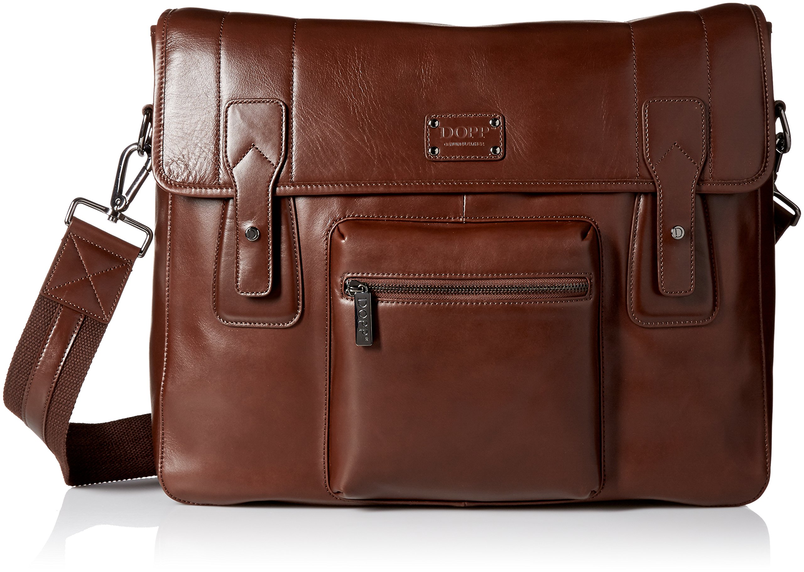 Premium Genuine Leather Messenger Bag for Men - Classic Brown, One Size - Perfect for Business, Travel & Everyday Use