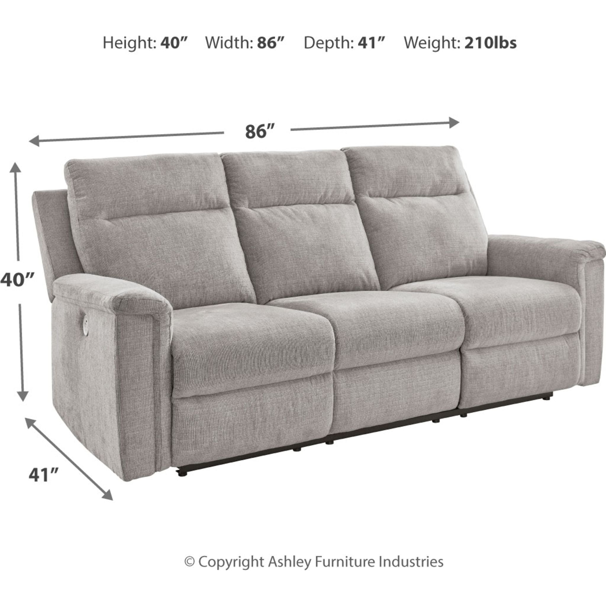 Barnsana Power Reclining Sofa - Electric Adjustable Recliner with USB Charging & Cup Holders, Perfect for Living Room, Home Theater & Family Movie Nights