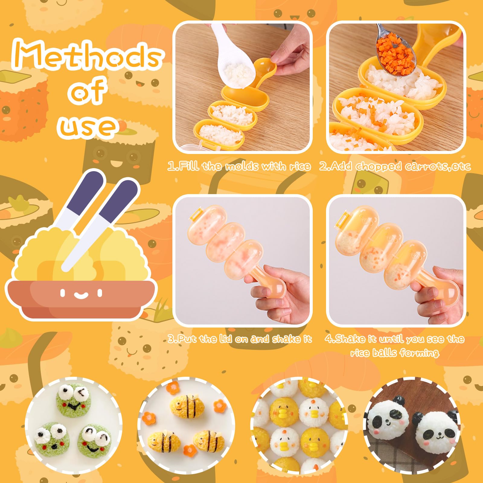 2Pcs Japanese Onigiri Mold Set - DIY Sushi Rice Ball Maker, Chocolate Mold & Nigiri Press Kit with Mini Rice Paddle - Perfect for Bento Box, Kids Lunch, Picnic & Home Cooking