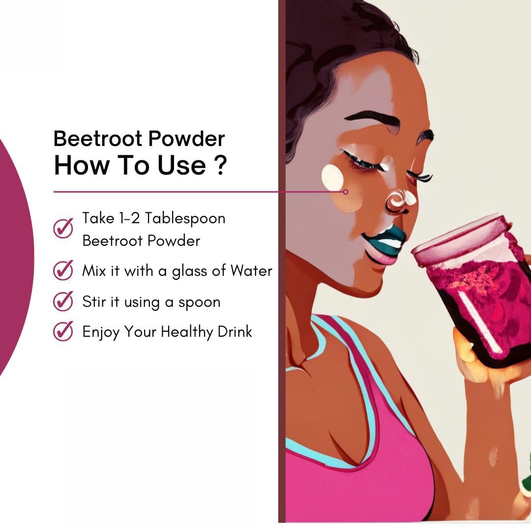 100% Organic Beetroot Powder for Skin, Hair & Face - Pure Natural Supplement for Glowing Skin & Healthy Hair - No Added Chemicals | Perfect for Smoothies, Juices & DIY Beauty Masks