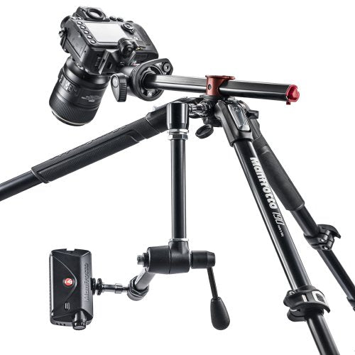 Manfrotto Aluminum 3-Section Tripod Stand with Quick Release Plate - Professional Camera Tripod for DSLR, Mirrorless, Video Cameras - Perfect for Photography, Videography, Travel & Outdoor Shooting (Black)