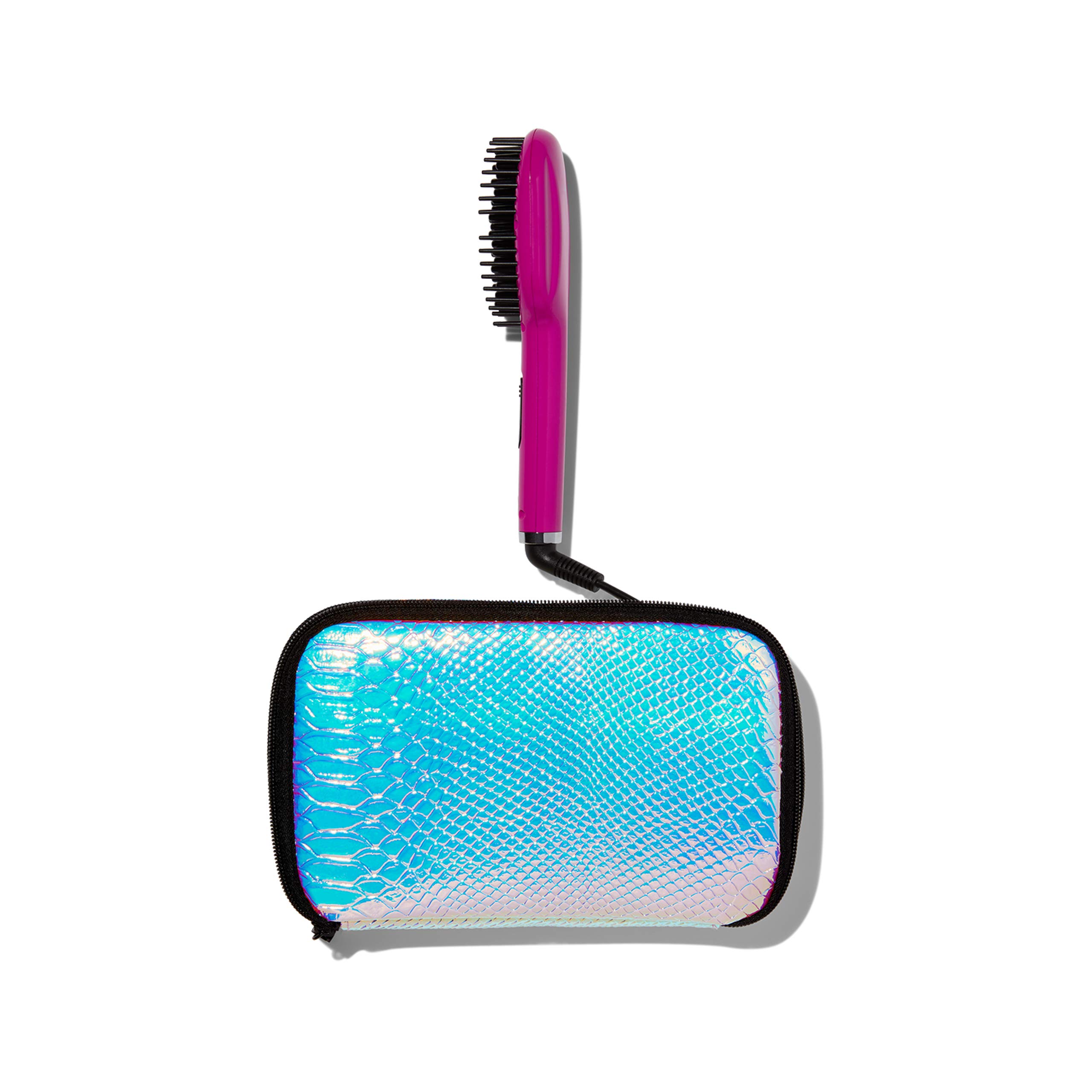 Eva NYC Mini Healthy Heat Thermal Straightening Brush - 1 Inch Travel Size Hair Straightener with Moondust Coating for Frizz Control & Shine - Perfect for Travel, Home Use & Salon Styling