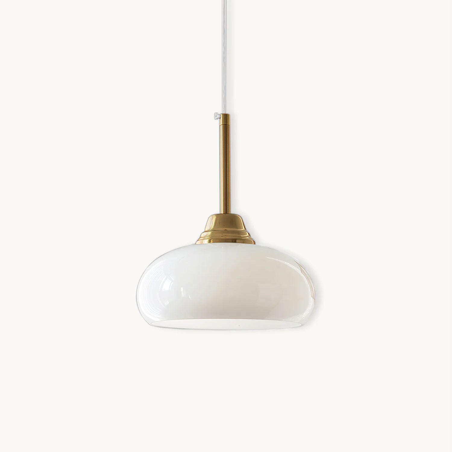 Modern Cream Glass Pendant Light - Elegant Hanging Chandelier for Kitchen Island, Dining Room & Bedroom Lighting - Dimmable LED Ceiling Fixture with Frosted Shade