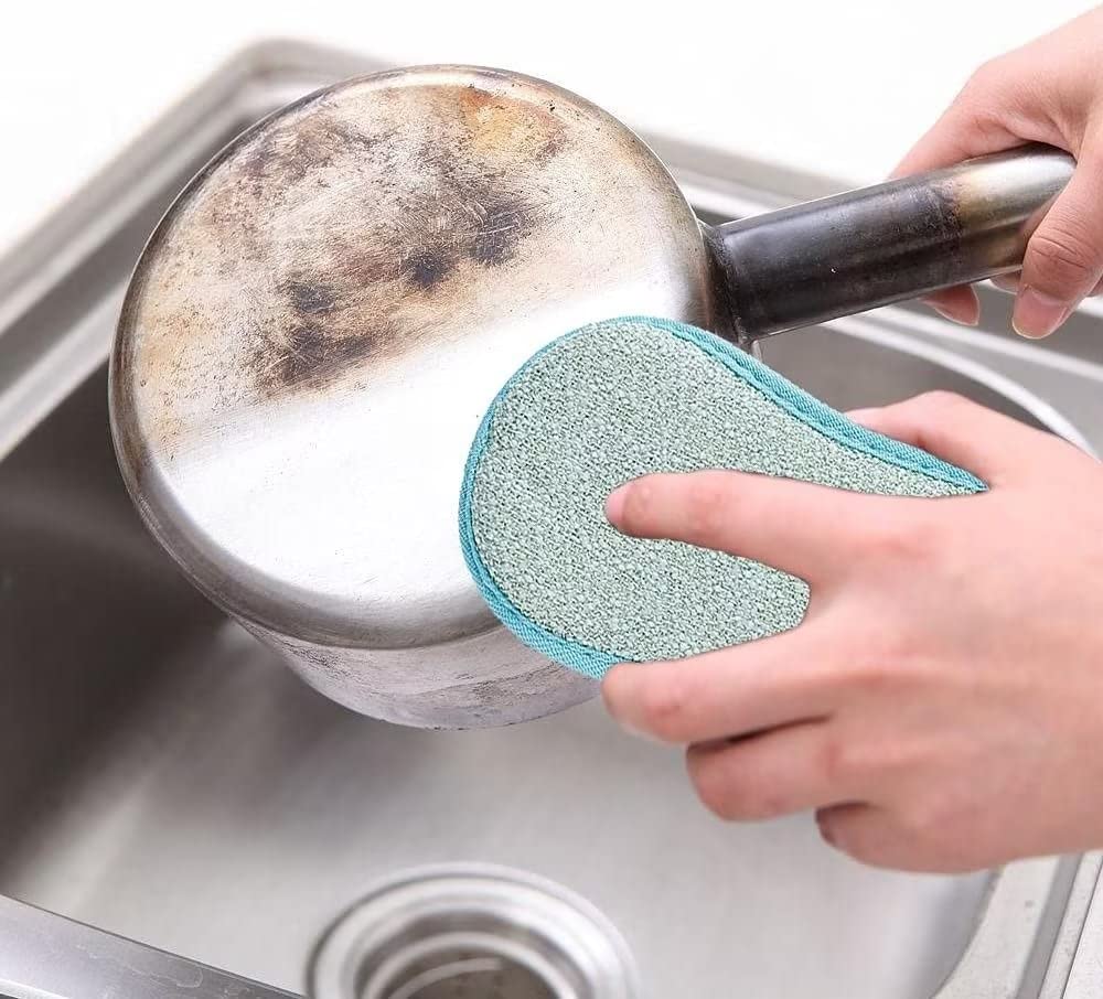 12-Pack Heavy Duty Kitchen Sponges - Double Sided Non-Scratch Microfiber Sponge for Scrubbing Dishes, Pots & Pans | Reusable & Durable for Effortless Cleaning | Perfect for Daily Kitchen Use, Dishwashing & Cookware Maintenance