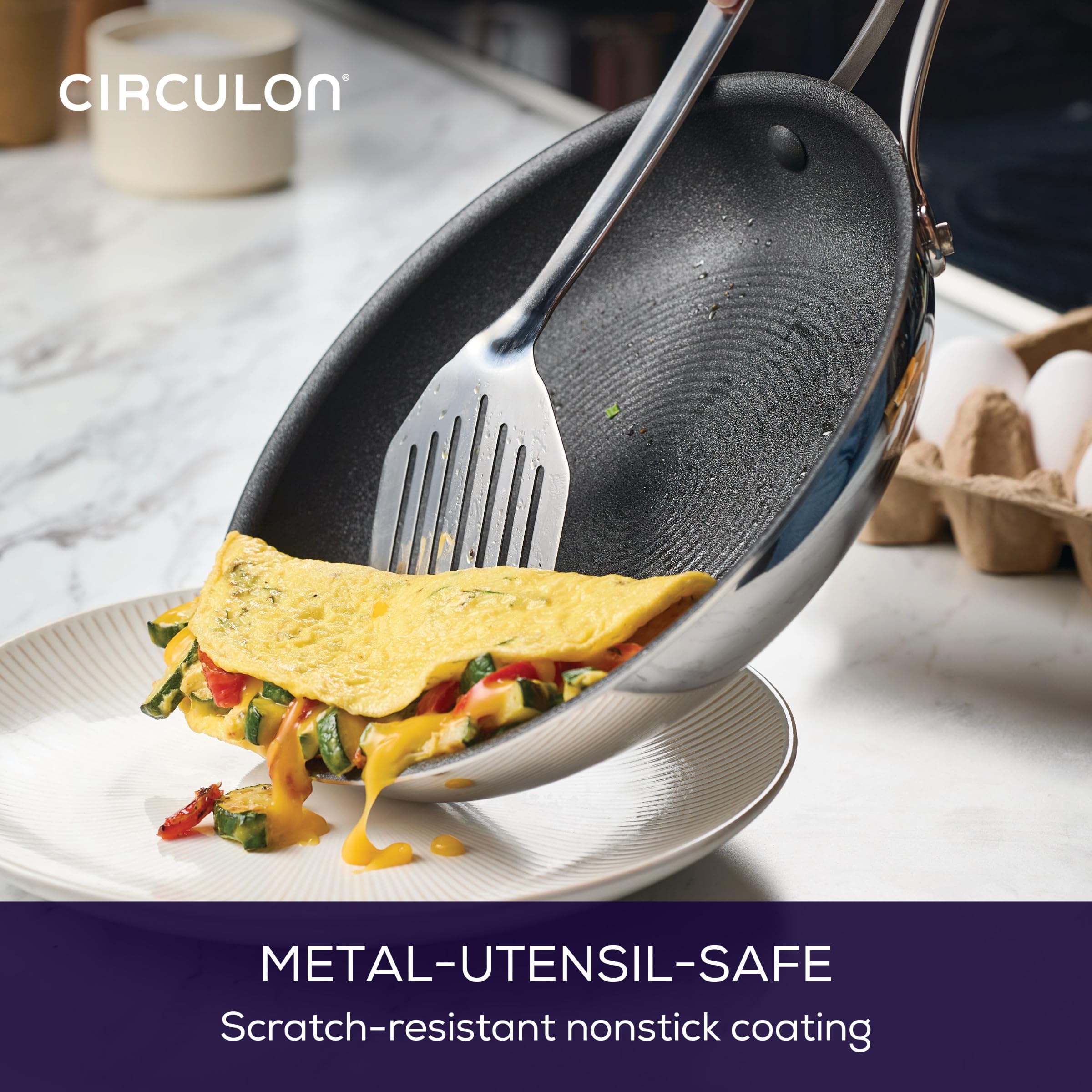 Circulon C1 Series Stainless Steel Nonstick Frying Pan Set - 8.5 & 10 Inch Induction Cookware with ScratchDefense Technology, Oven & Metal Utensil Safe - Perfect for Sautéing, Frying & Everyday Cooking