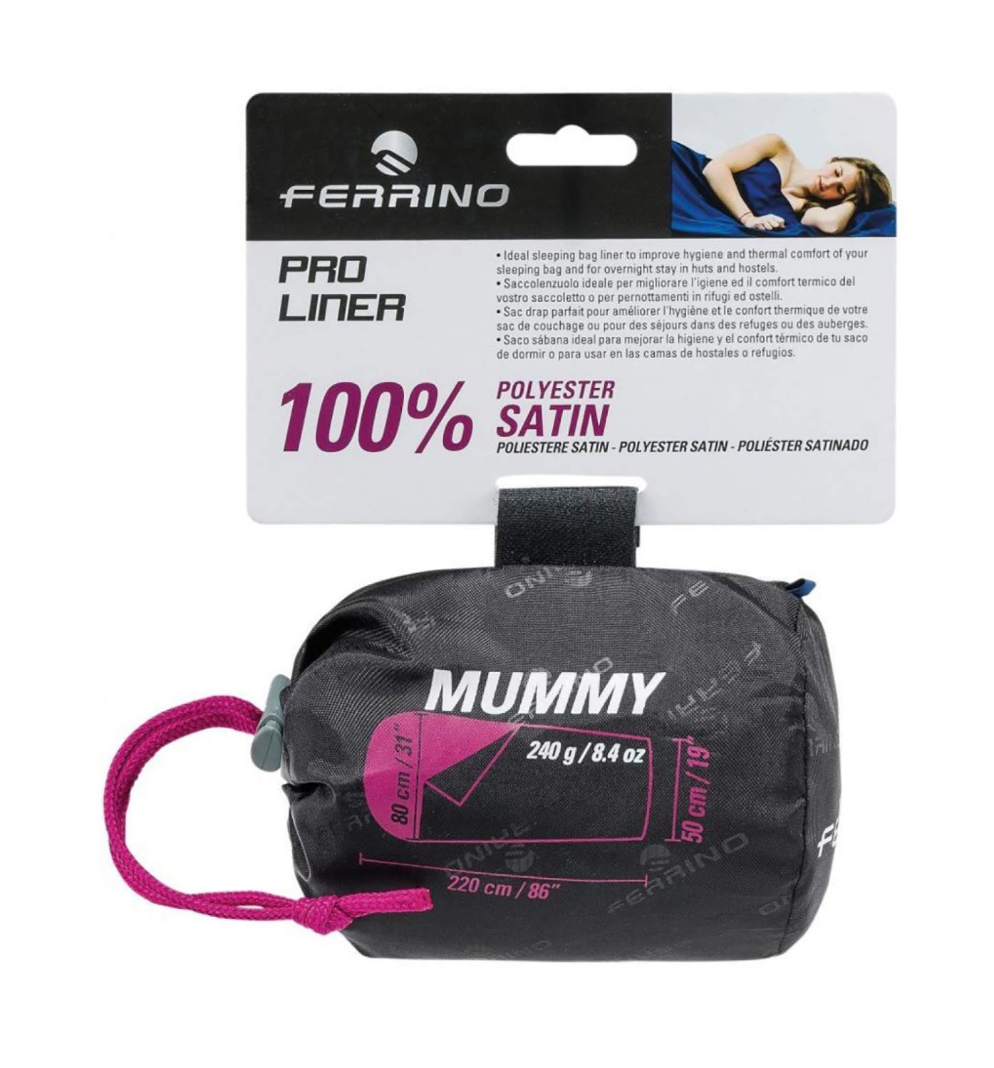 Ferrino Travel Sleeping Bag Liner - Lightweight & Compact for Camping, Backpacking, and Hostel Stays | Perfect for Outdoor Adventures & Travel Comfort