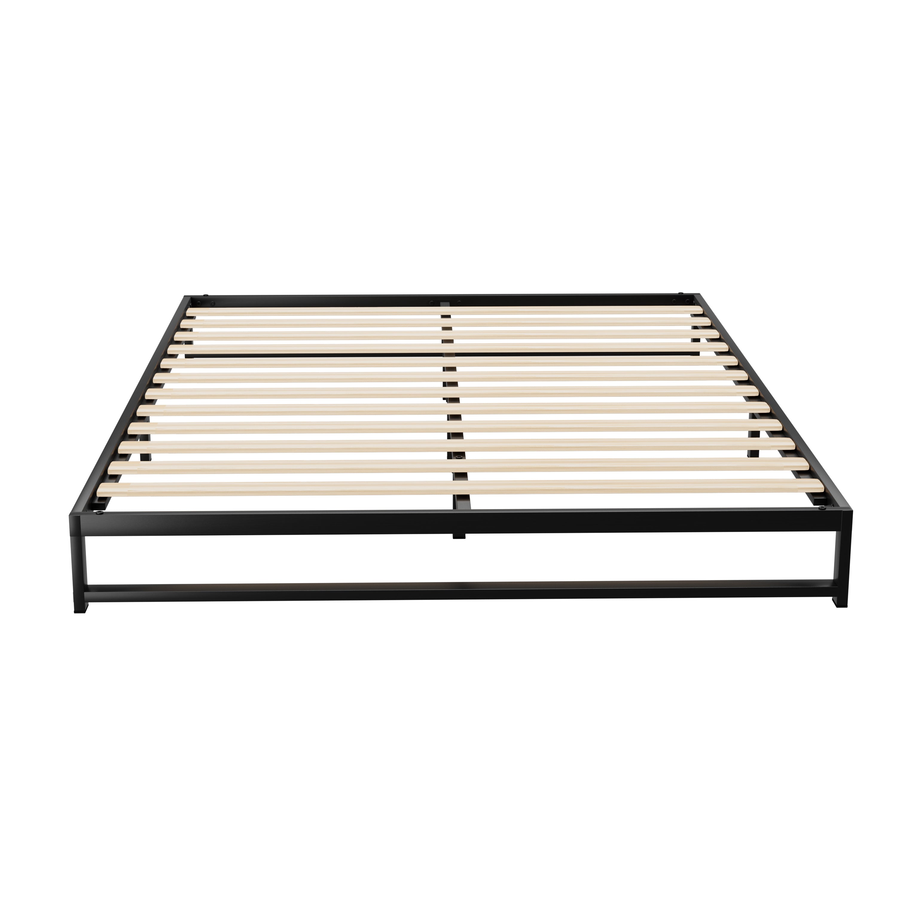 Beru Metal Double Bed Frame - Sturdy Black Platform Bed Base for Bedroom, Guest Room, or Dormitory - Supports Mattress Without Box Spring