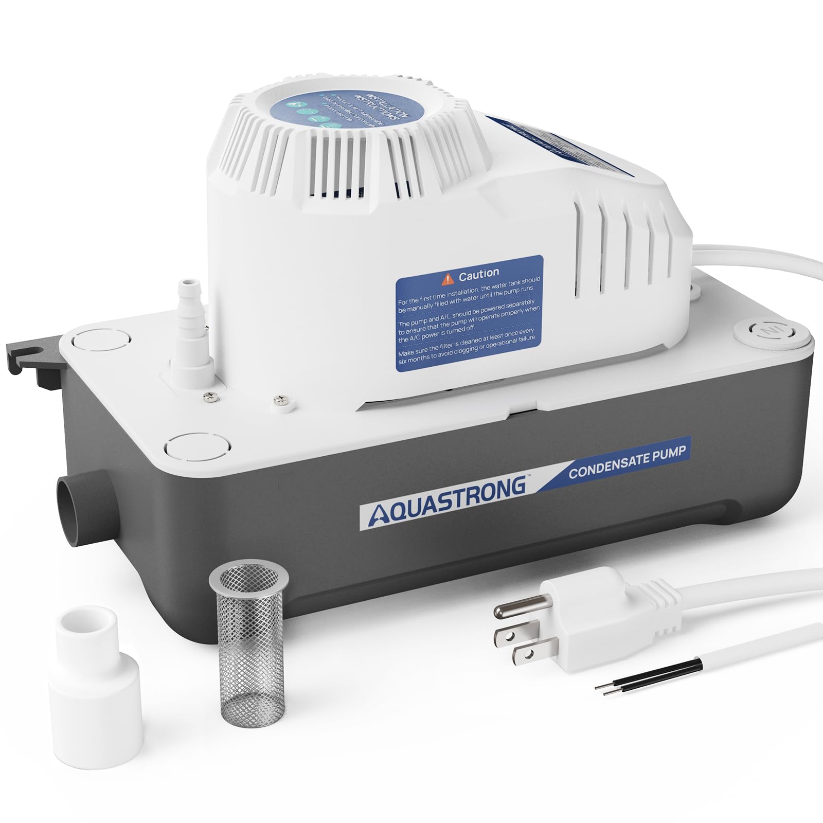 Aquastrong 115V 70 GPH HVAC Condensate Pump with Automatic Safety Switch - AC Condensate Removal Pump for Air Conditioner, Furnace, Dehumidifier - 3.3' Power Cord - Perfect for Home, Office, and Commercial HVAC Systems