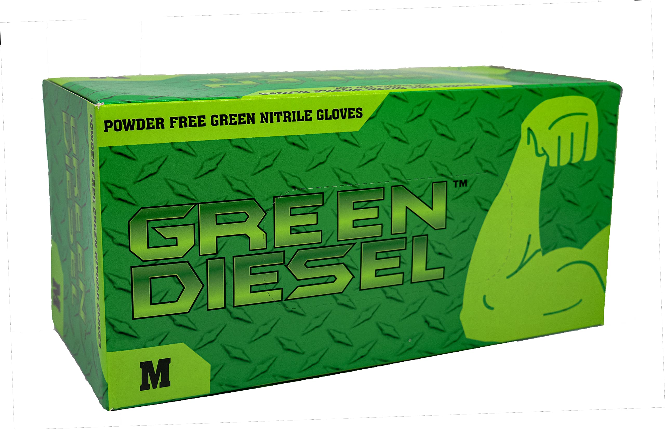 Premium Powder-Free Green Nitrile Gloves - 8 Mil Thick, Ambidextrous & Diamond Textured for Enhanced Grip (Sizes M-XXL, Sold by Case) - Ideal for Medical, Laboratory, Tattoo & Automotive Work Protection