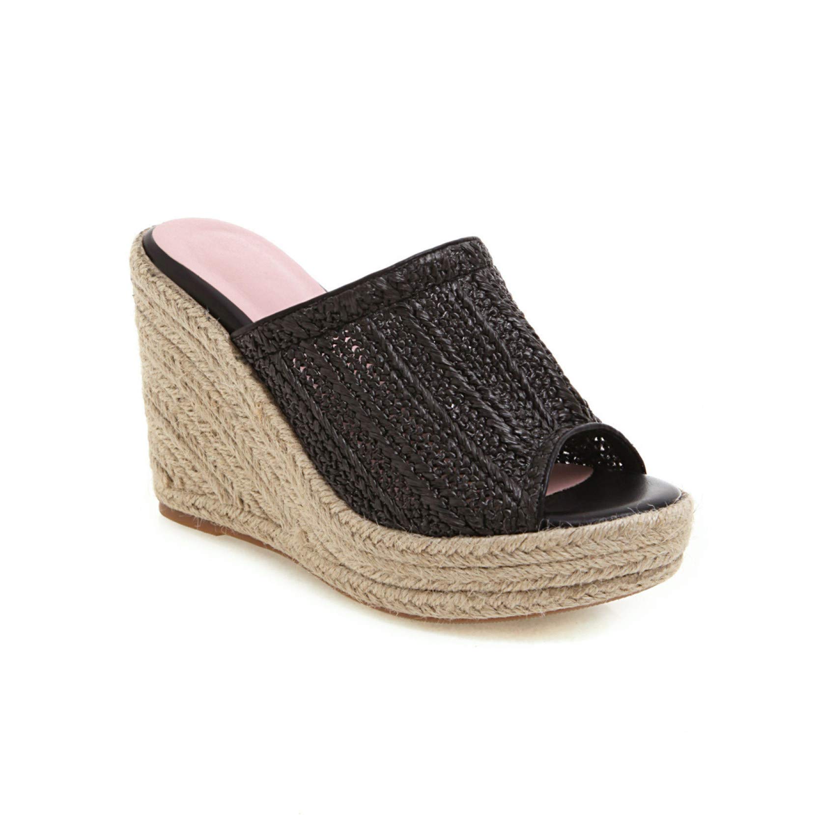 Women's Platform Wedge Sandals - Slip On Open Toe Mules with Espadrille Sole - Comfortable High Heel Slides for Summer, Beach, and Casual Outings