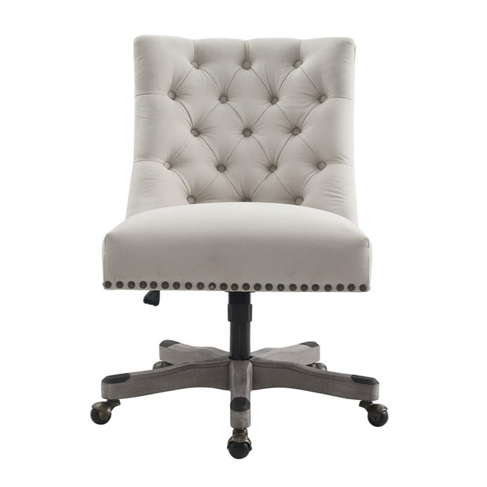 UrbanPro Wood Upholstered Office Chair in Natural Beige - Ergonomic Home Office Desk Chair with Lumbar Support - Perfect for Remote Work, Study & Gaming Setup