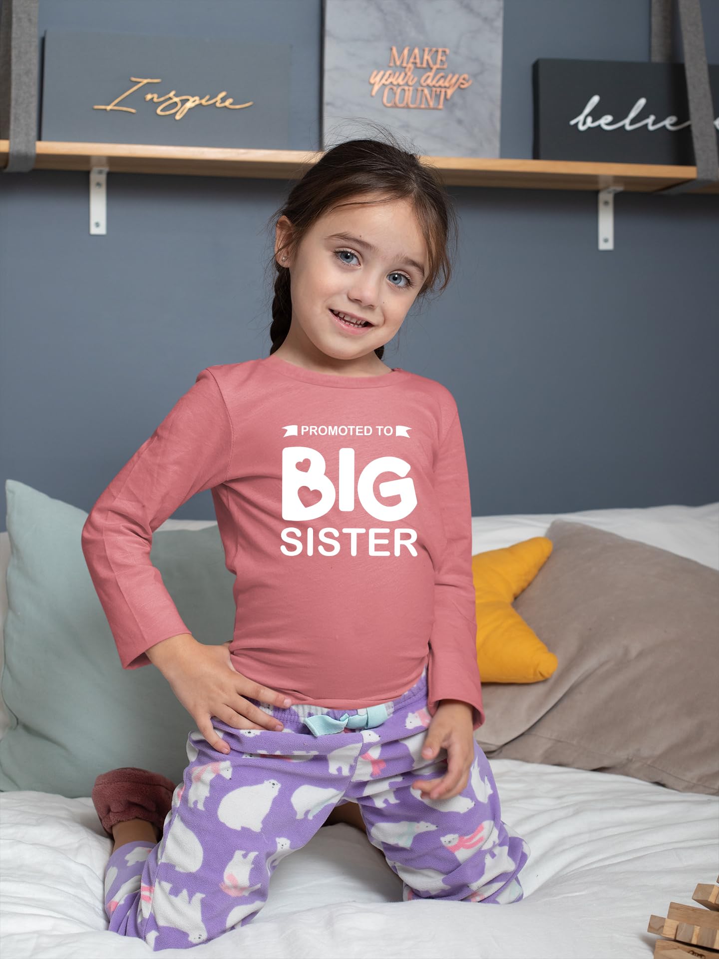 Big Sister Announcement Outfit for Toddler Girls - Cute Baby Sister Shirt for Sibling Reveal & Family Photos
