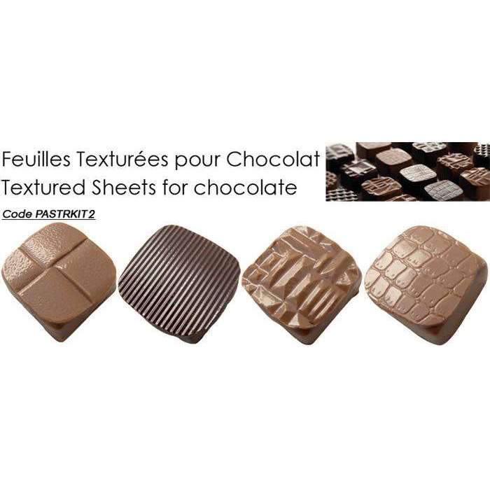 Premium Textured Chocolate Molding Sheets Kit - 2 Pack for Professional Chocolate Making, Candy Decorating & DIY Desserts