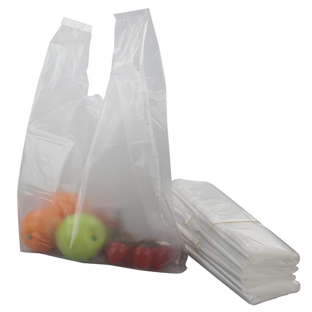 Ggbin Durable Plastic T-Shirt Shopping Bags with Handles - 21.1