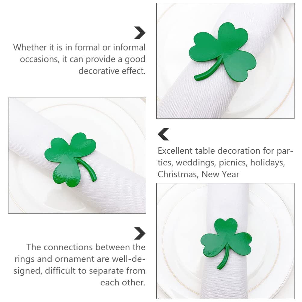 VALICLUD 4-Piece Shamrock Napkin Rings Set - St. Patrick's Day & Valentine's Day Napkin Holders - Decorative Tableware for Holiday Parties, Weddings, and Special Occasions