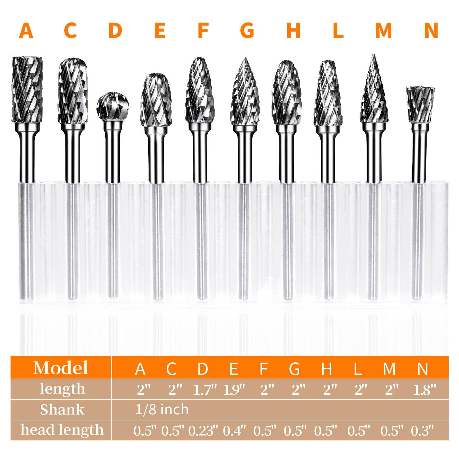 10-Piece Tungsten Carbide Burr Set - 1/8