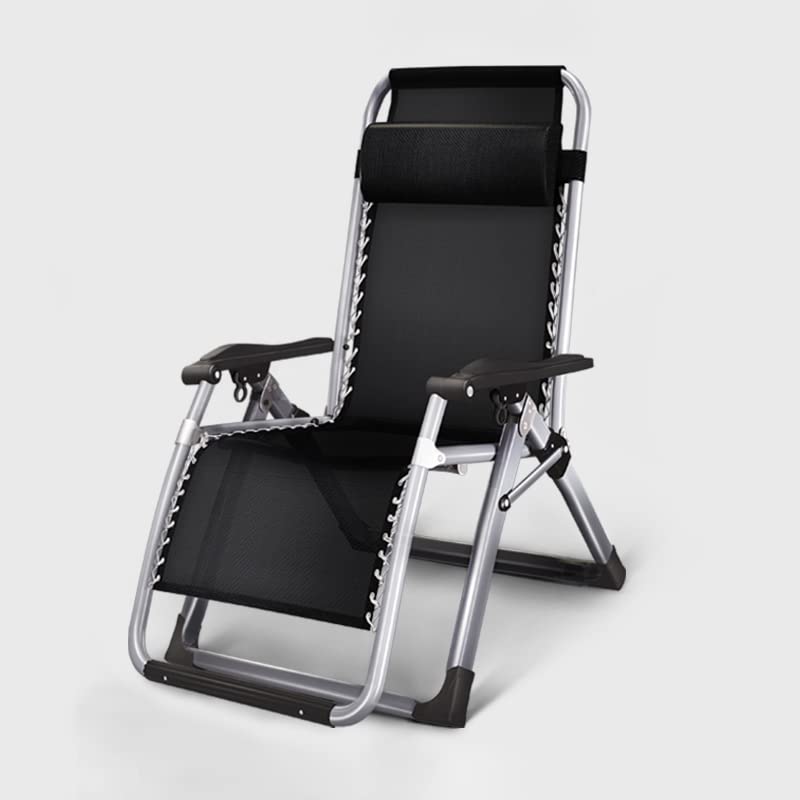 GAOXIN Oversized Zero Gravity Chair - Heavy Duty Patio Lounger with Adjustable Headrest & Cup Holder, Portable Folding Recliner for Outdoor, Lawn, Beach, Poolside Relaxation - Soft Padded Cushion Included (Black)