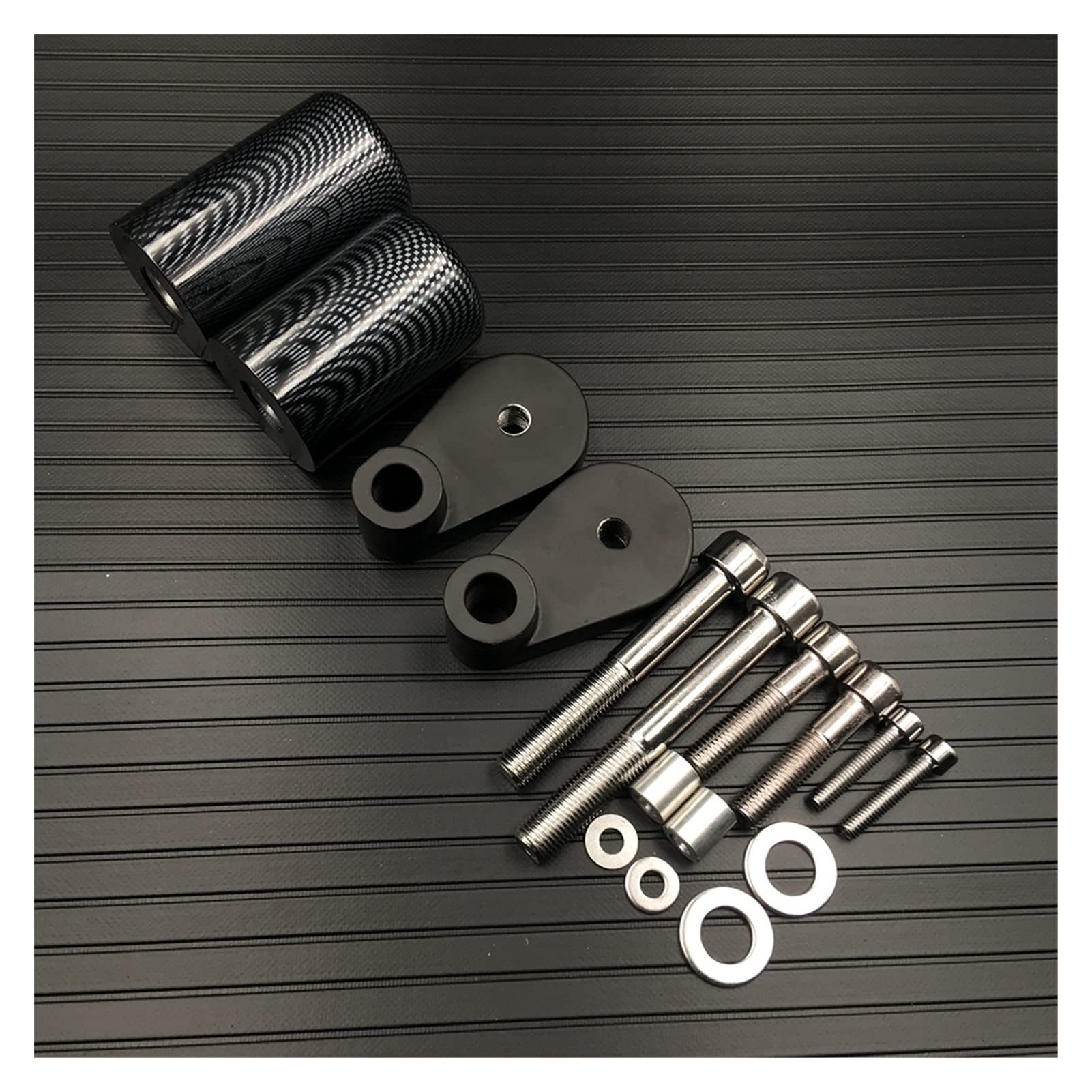 Black Carbon Motorcycle Frame Sliders for Honda CBR1000RR 2006-2007 - No Cut Crash Protectors with Fairing Side Protection Kit | Durable Carbon Fiber Motorcycle Parts for Street & Track Racing Protection