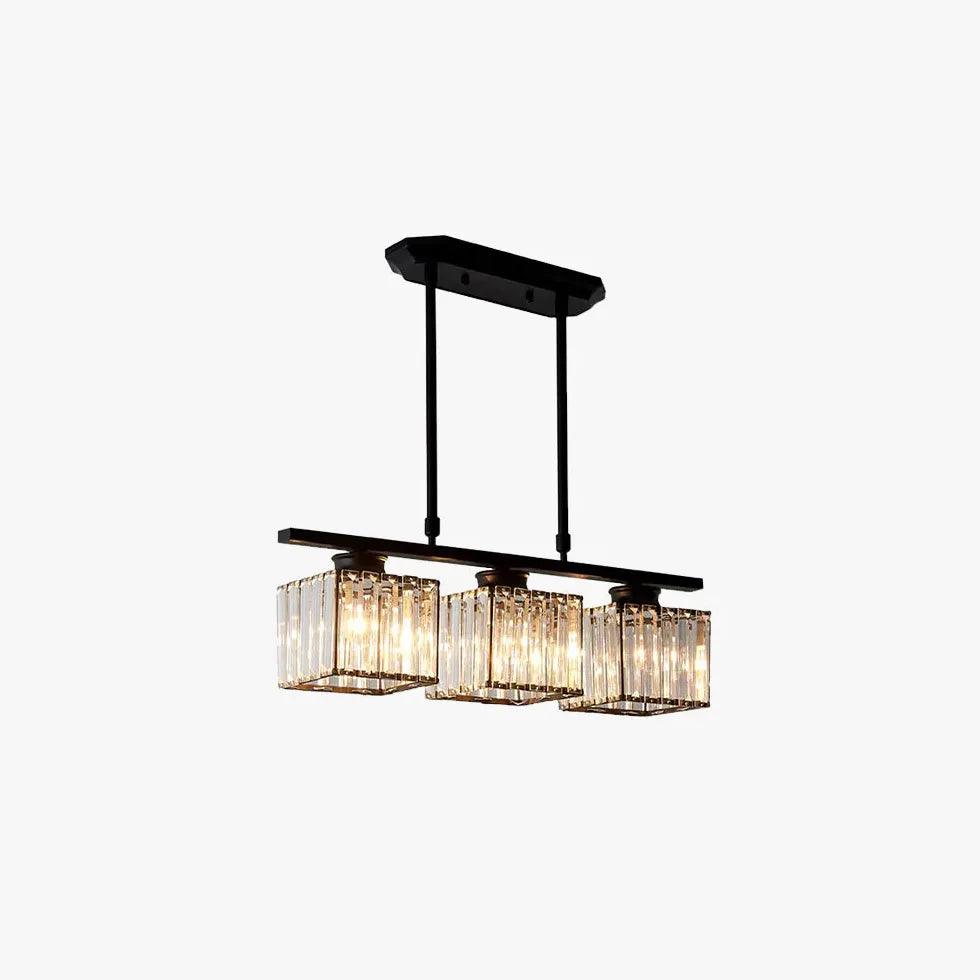 Modern Three-Head Crystal Cube Pendant Light - Elegant Dining Room, Kitchen Island, or Living Room Ceiling Lighting Fixture