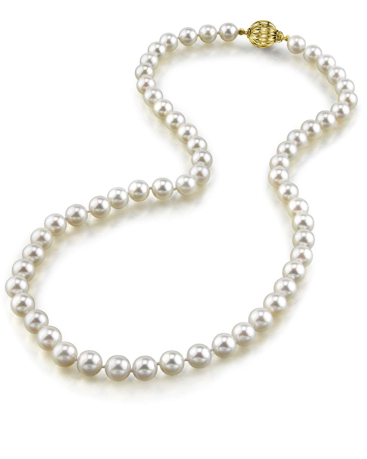 14K Gold Japanese Akoya Pearl Necklace - Hanadama Quality for Women