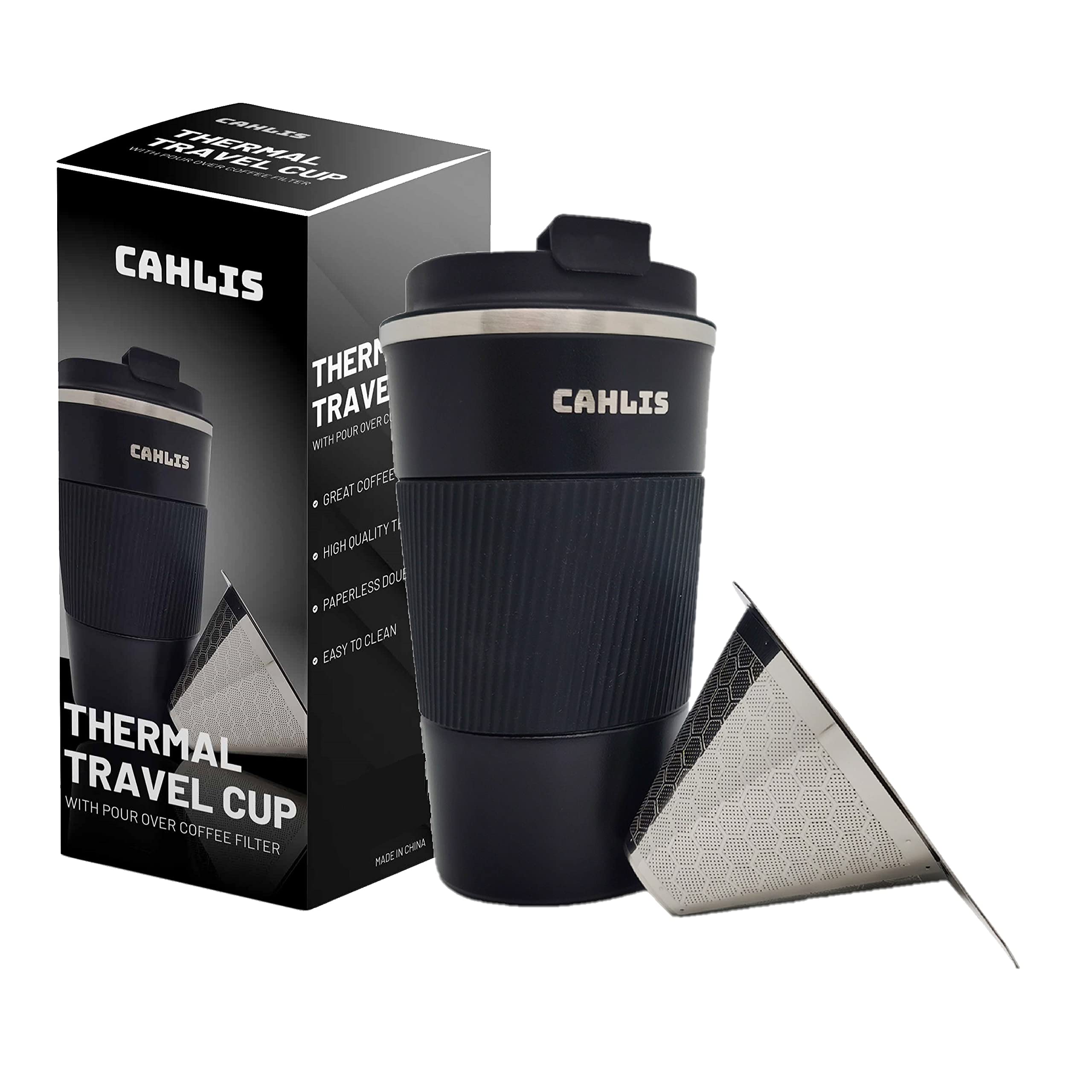 Travel Pour Over Coffee Maker - All-in-One Stainless Steel Cup for Camping & Office