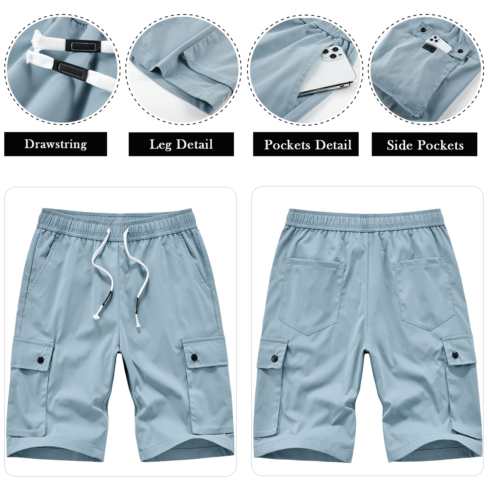 Msmsse Women's Cargo Hiking Shorts - Soft Lightweight Casual Sports Shorts for Summer, Outdoor Adventures & Travel | Knee-Length Quick-Dry Comfort