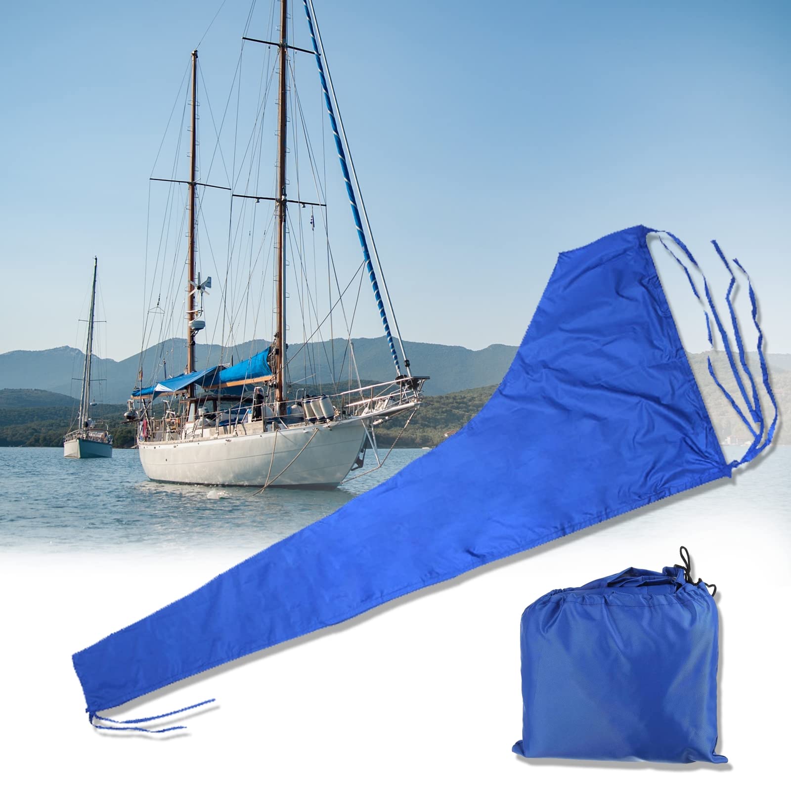 600D Heavy Duty Waterproof Sail Cover for Boats 12-13ft (396x117cm) - UV Resistant, Windproof & Snowproof Mainsail Boom Protection - Ideal for Sailboat Storage, Mooring & Harsh Weather Protection