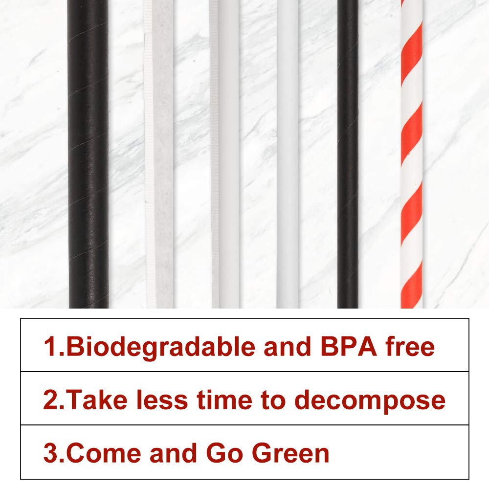 Eco-Friendly Biodegradable Paper Drinking Straws - 5000Pcs (250 Per Pack) Red & White Striped, 7.75 Inch Disposable Straws for Parties, Weddings, Events & Home Use - Natural & Sustainable Party Decoration Supplies