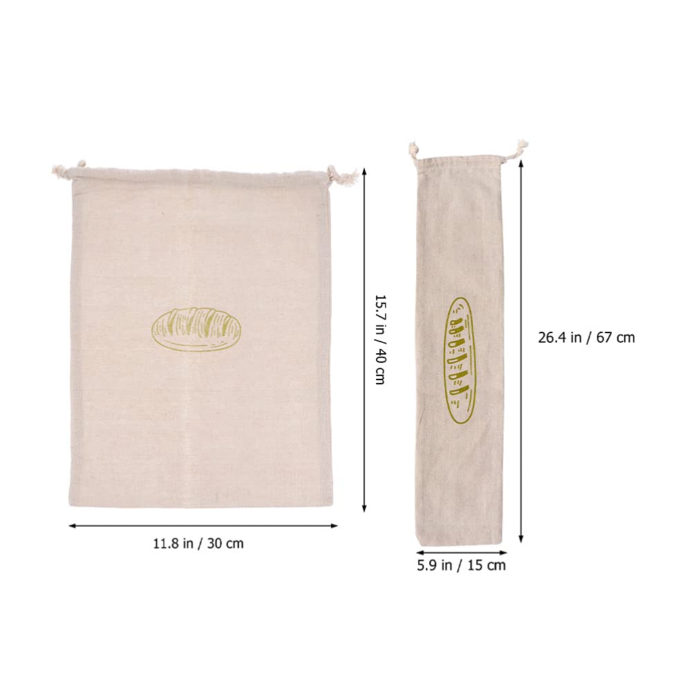 Reusable Linen Bread Bags with Drawstring - 3 Pack Eco-Friendly Loaf Storage Pouches for Homemade Bread, Pastries & Baked Goods | Perfect for Kitchen, Picnics & Gift Wrapping