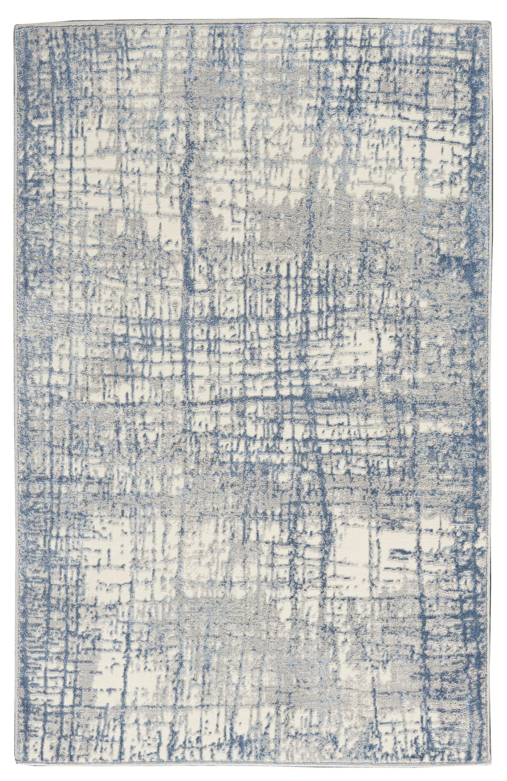 Calvin Klein Rush Ivory Blue 3' x 5' Modern Abstract Area Rug - Non-Shedding, Easy to Clean - Perfect for Bedroom, Living Room, Dining Room & Kitchen Decor