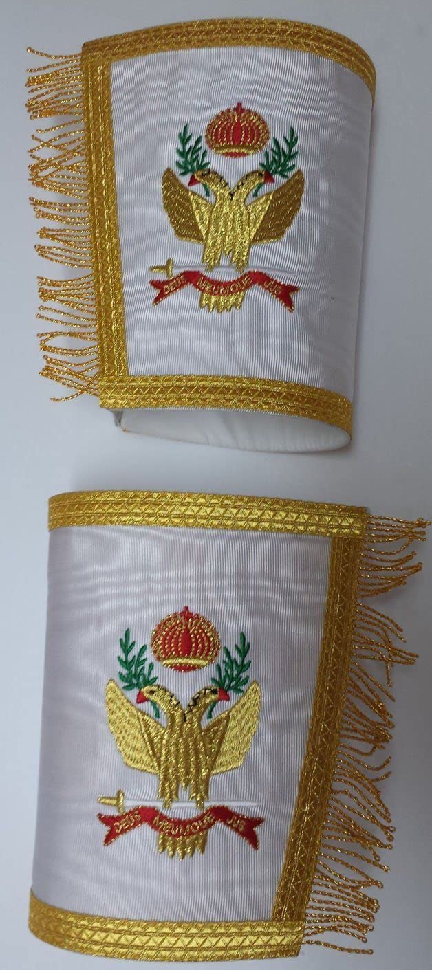 33rd Degree Masonic Regalia - A.A.S.R Rose Croix Apron with Wings Up/Down, Collar & Gauntlets Cuffs - Premium Free Mason 33° Accessories for Rituals & Ceremonies - Perfect for Scottish Rite Events, Lodge Meetings & Masonic Gatherings