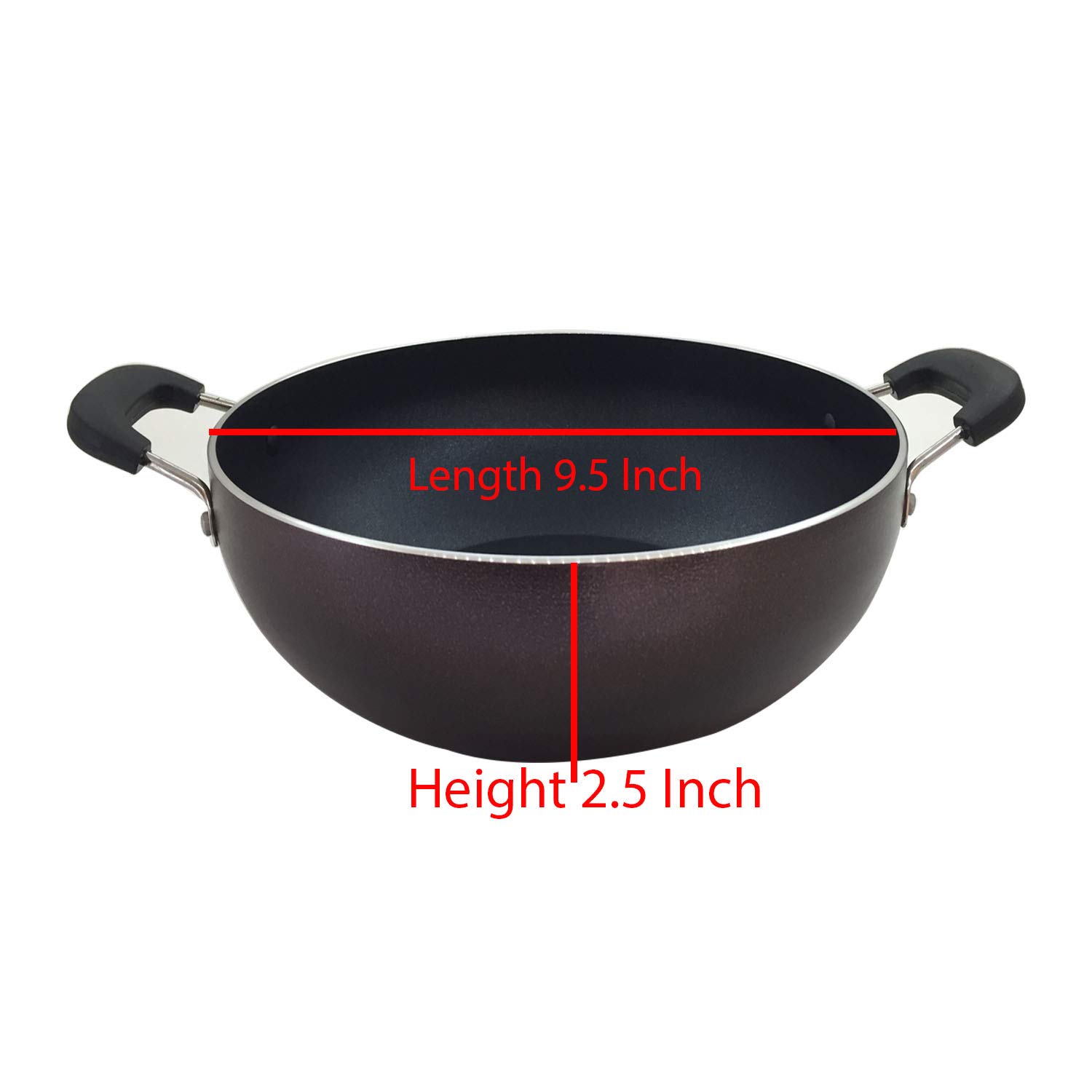 SHRIYA 9.5 Inch Nonstick Kadai Wok Skillet - Deep Fry Pan with Glass Lid, Aluminum Induction Base for All-Purpose Cooking | Perfect for Stir-Frying, Deep Frying & Indian Cuisine