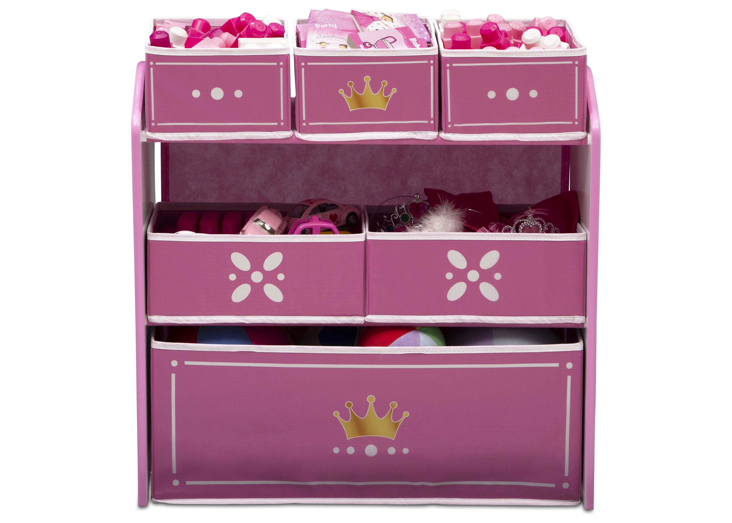 Royal Princess Crown Toy Storage Organizer with Multiple Bins - Perfect for Kids' Room, Playroom & Nursery Organization