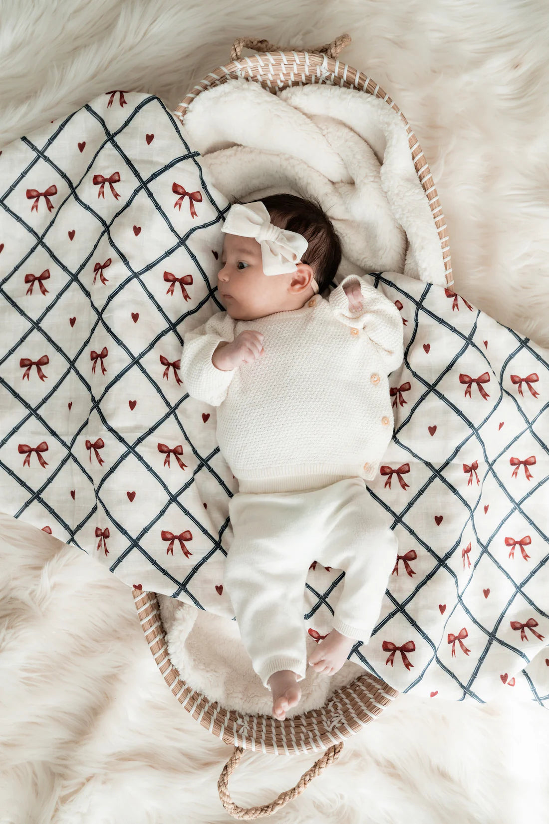 Pop Ya Tot Organic Muslin Swaddle Blanket - Soft & Breathable Baby Wrap for Newborns - Perfect for Swaddling, Nursing, and Stroller Use - Bow Peep Design