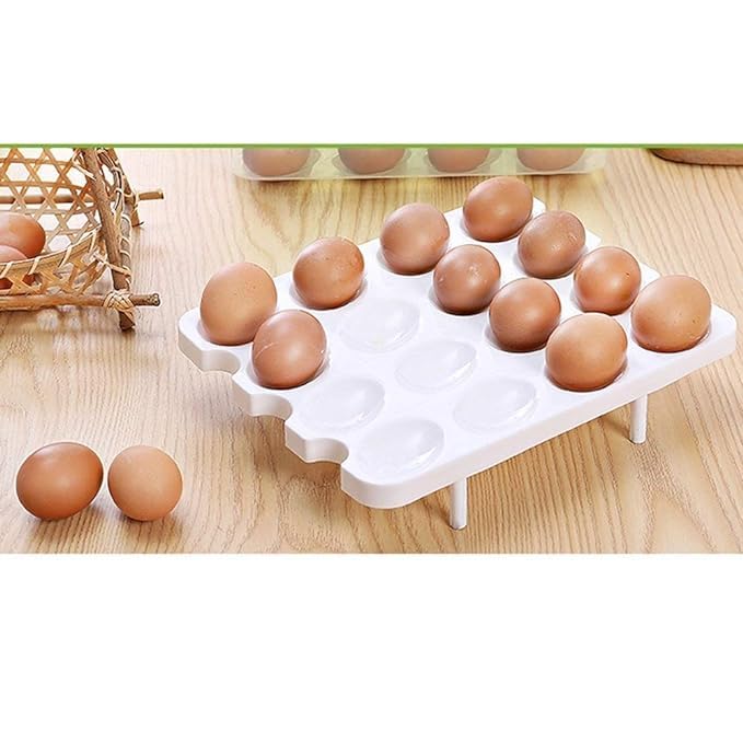 32 Grid Double Layer Plastic Egg Storage Box with Lid & Tray - Refrigerator Organizer for Eggs, Fruits & Vegetables | Kitchen Food Container for Home & Restaurant Use