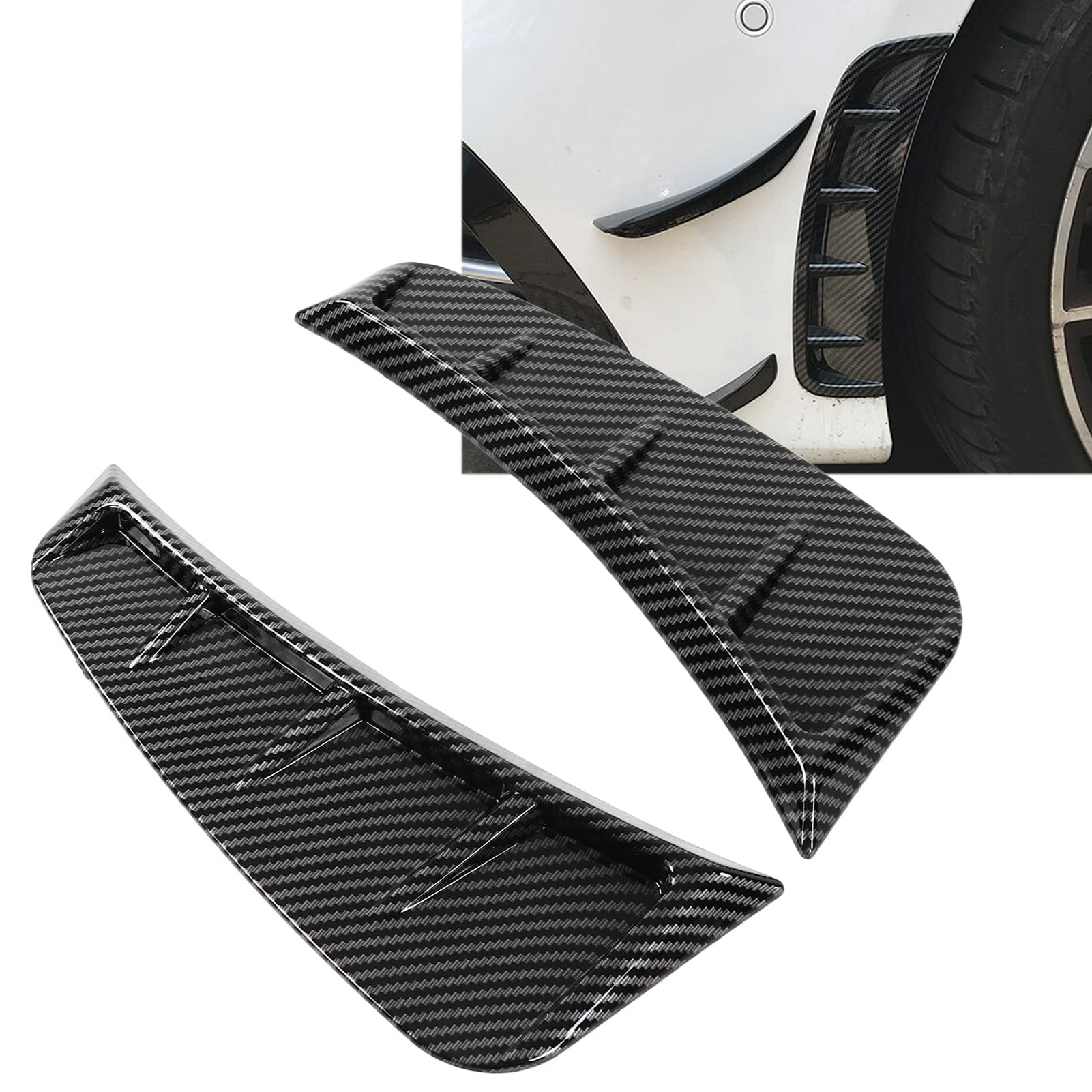 Universal Carbon Fiber Style Car Fender Air Vent Trim Cover - Front Bumper Side Air Vent Decoration (Pair) - Enhance Vehicle Appearance & Aerodynamics for Sports Cars, Tuners & Luxury Vehicles