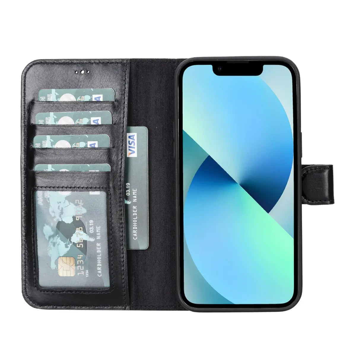 Premium Black Leather Wallet Case for iPhone 14 Pro Max - RFID Blocking, Card Slots & Kickstand - Perfect for Daily Use, Travel & Business (Compatible with iPhone 14 Pro Max)