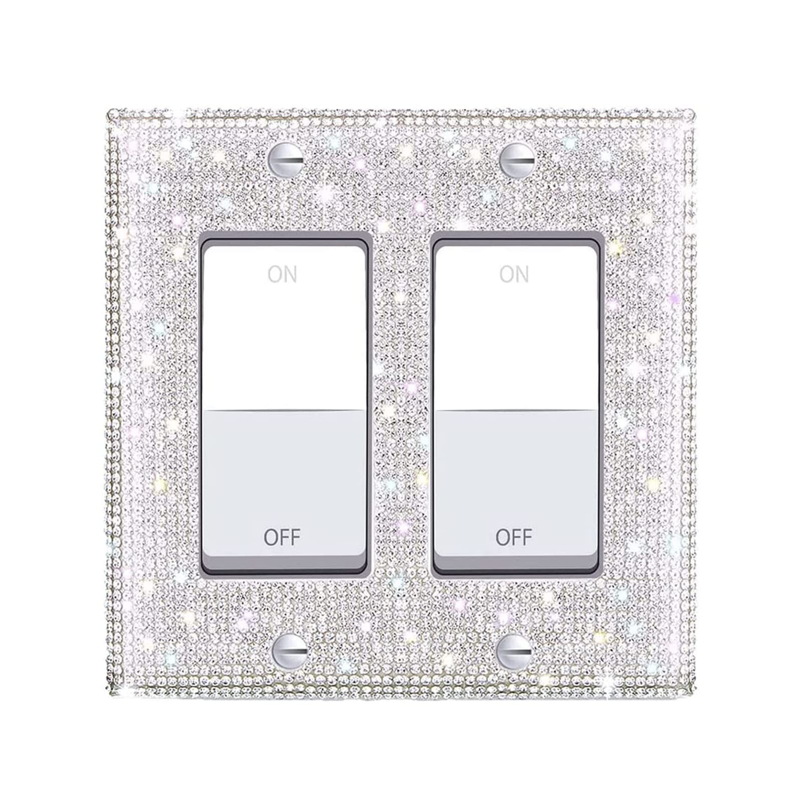 Sparkling Diamond Switch Plate Cover - US Standard Rectangle Wall Plate with Rhinestones, Shiny Crystal Light Switch Cover & Bling Outlet Cover for Home Decor, Bedroom, Living Room, Office